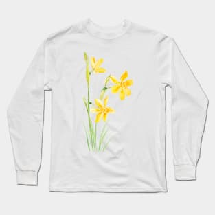 yellow narcissus  watercolor painting Long Sleeve T-Shirt